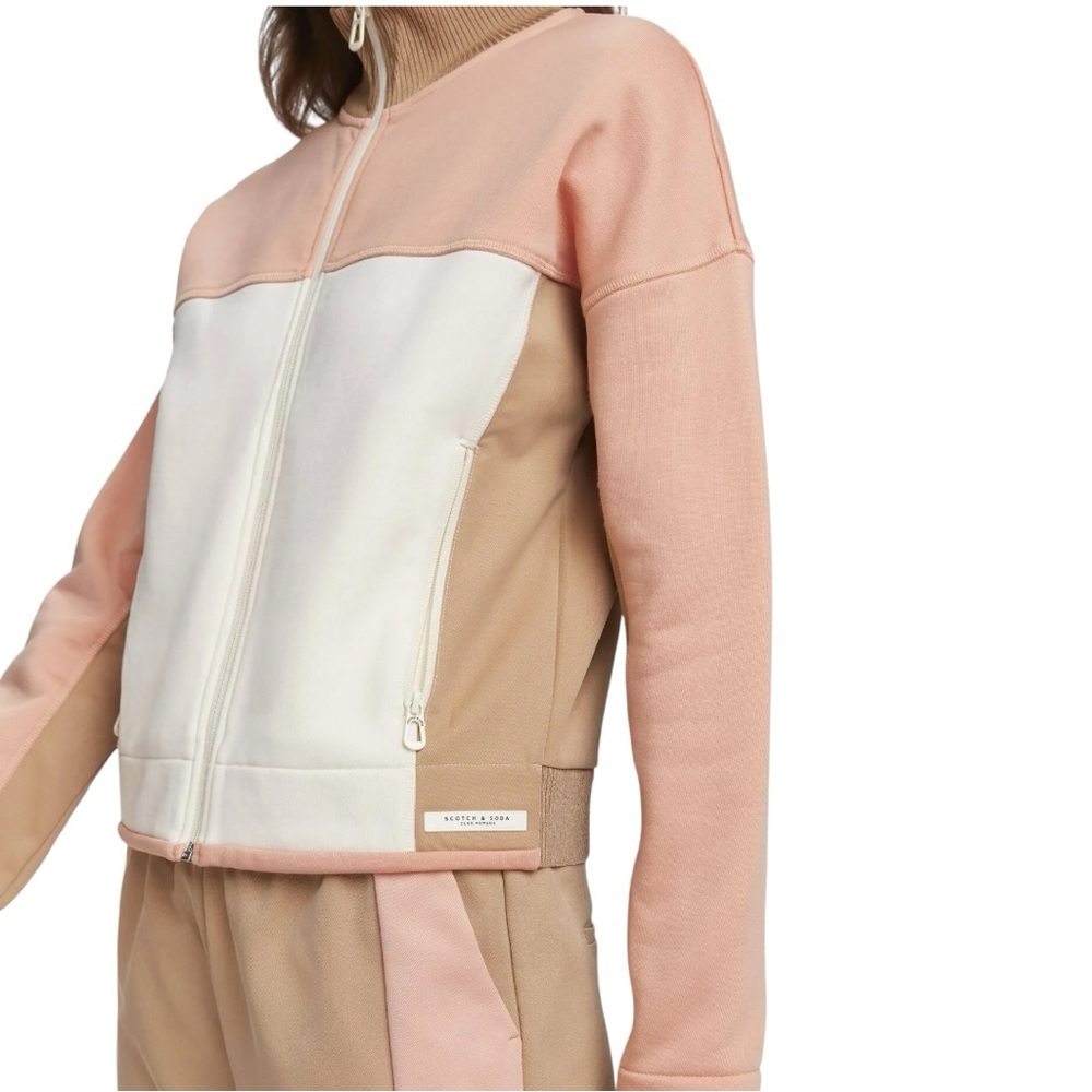 Scotch & Soda Cotton Blend Long Sleeve Colour Block Zip Up Sweatshirt Jacket XS